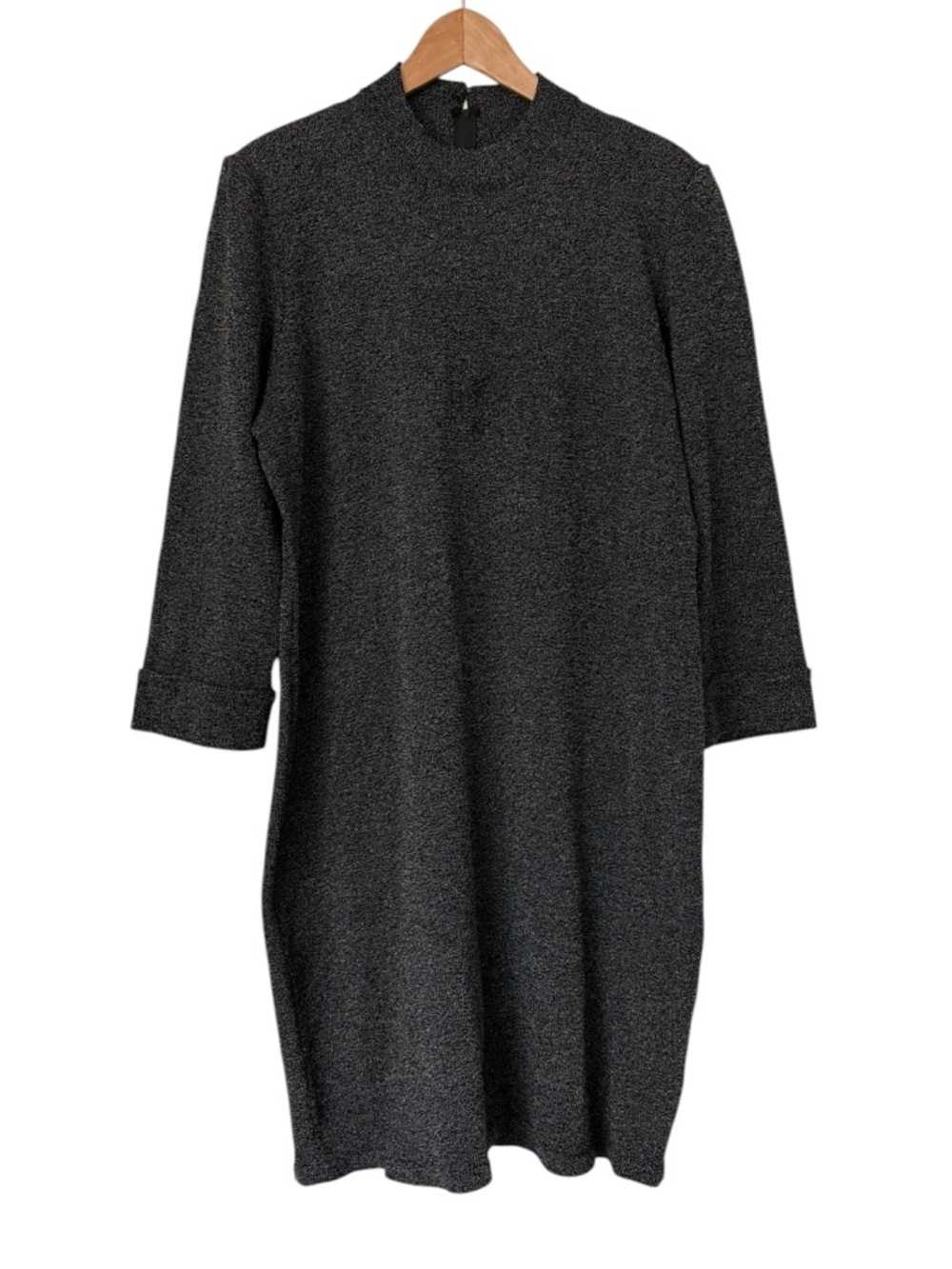 TOULA Vintage Wool Blend Sweater Dress Cuffed Sleeve Hand Knit Grey *FLAW*